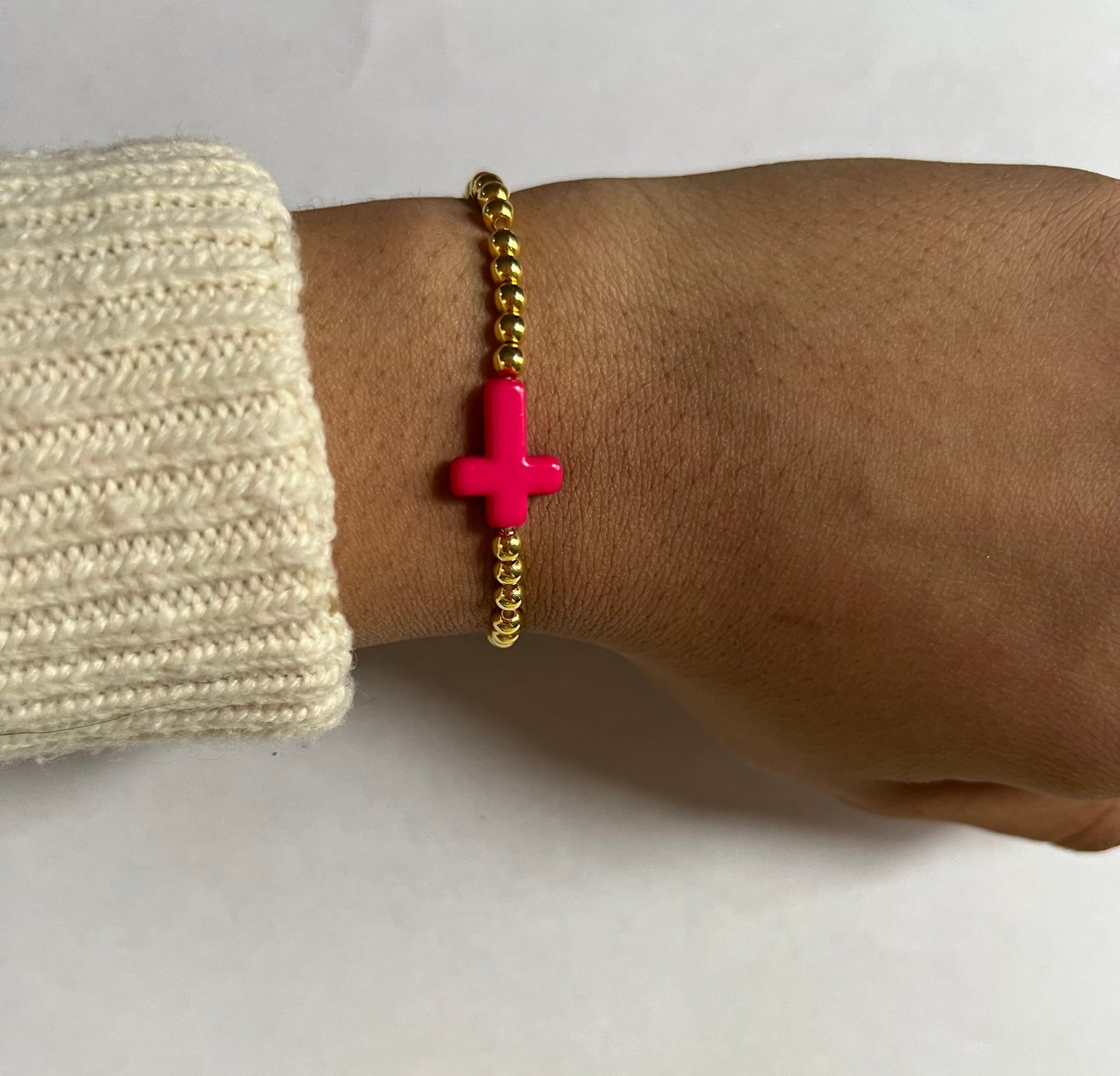 Berry Pink Halo Bracelet - 18k Gold Filled