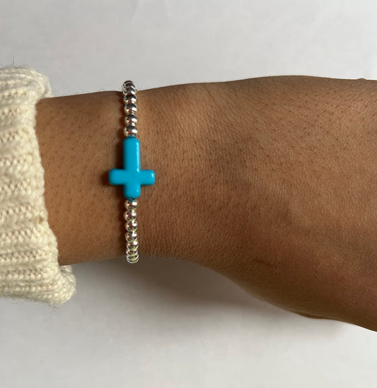 Blue Buzz Halo Bracelet - Sterling Silver