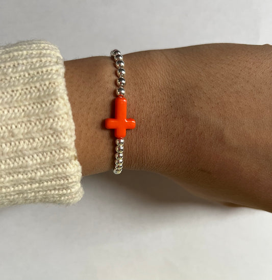 Sunset Orange Halo Bracelet - Sterling Silver